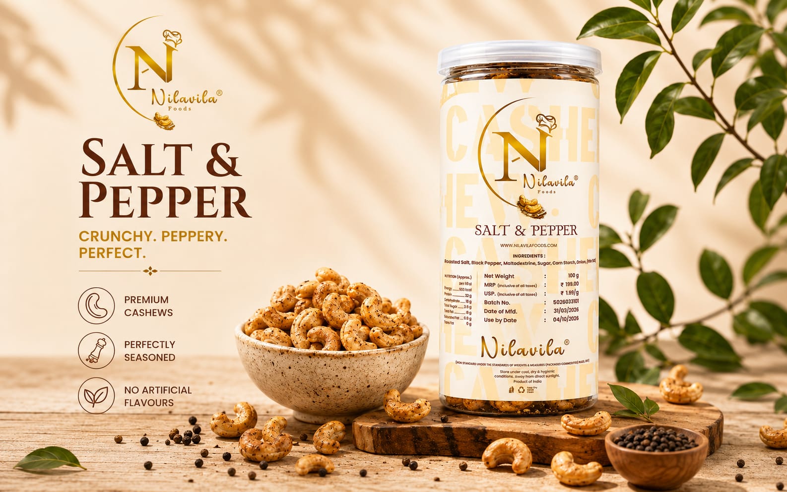 Nilavila Salt and Pepper Cashews